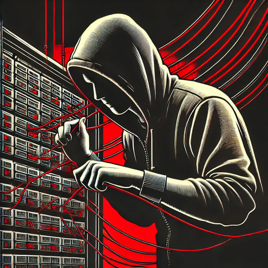 A Man In A Hoodie Connecting Wires And Hacking A Server