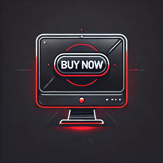 A computer screen that says "buy now" which is a call to action.