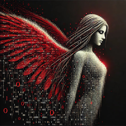 An angel made of binary code representing ethical hackers